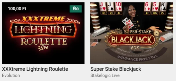Rulett és Unibet live blackjack játékok
